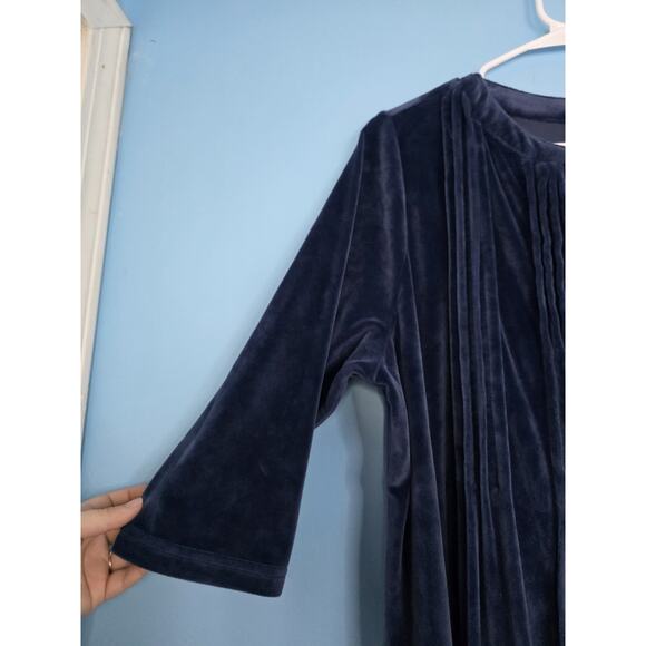 Woman Within Blue Velvet Pocket V Neck Maxi Dress Women's Plus Size 24W - Picture 3 of 6